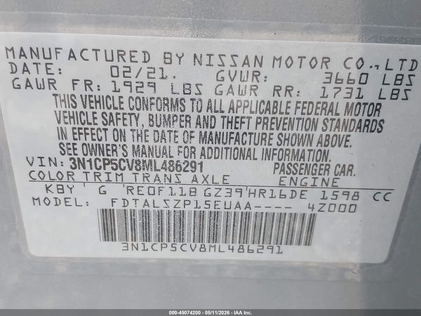 2021 NISSAN KICKS SV XTRONIC CVT — I9