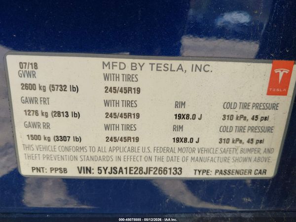 2018 TESLA MODEL S 100D/75D/P100D