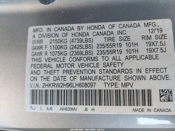 2020 HONDA CR-V AWD TOURING