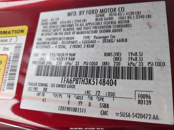 2019 FORD MUSTANG ECOBOOST PREMIUM