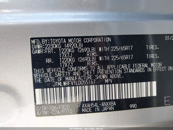2020 TOYOTA RAV4 HYBRID LE