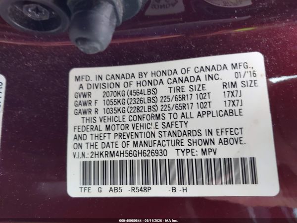 2016 HONDA CR-V EX