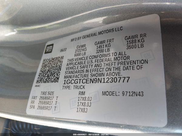 2022 CHEVROLET COLORADO 4WD  SHORT BOX LT — I9