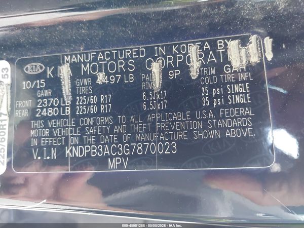 2016 KIA SPORTAGE LX — I9