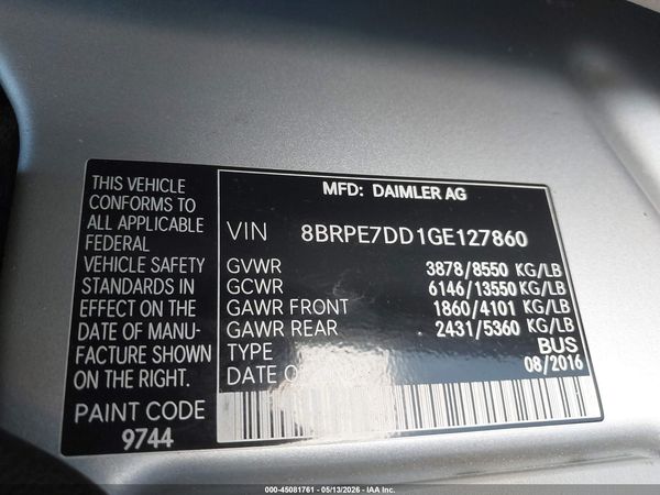 2016 MERCEDES-BENZ SPRINTER 2500 NORMAL ROOF