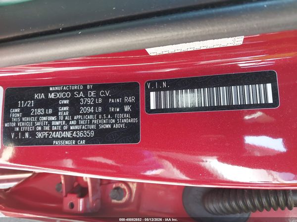 2022 KIA FORTE LXS
