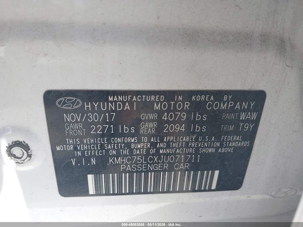 2018 HYUNDAI IONIQ HYBRID SEL