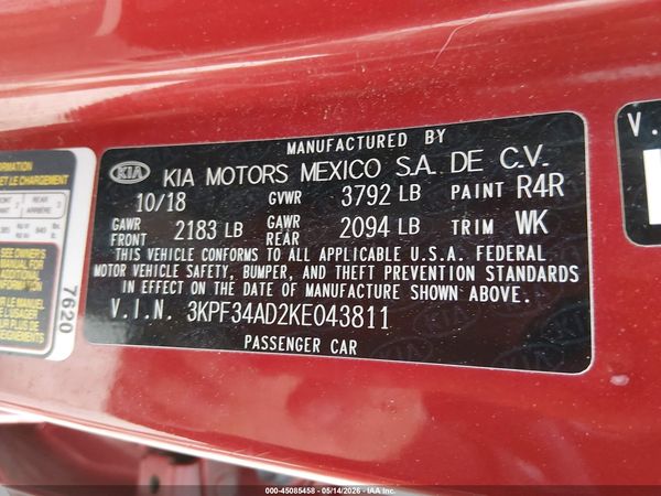 2019 KIA FORTE S