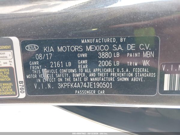 2018 KIA FORTE LX