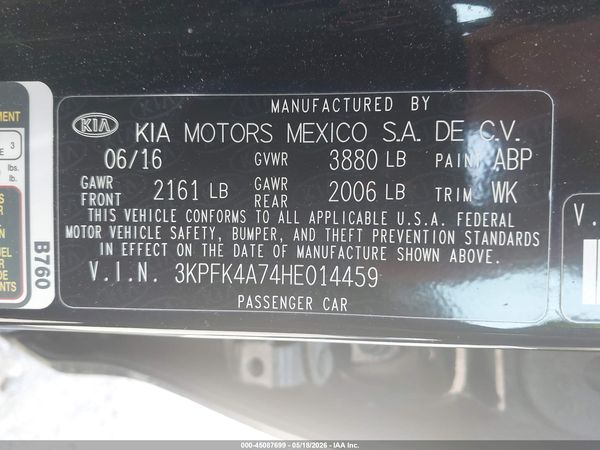 2017 KIA FORTE LX