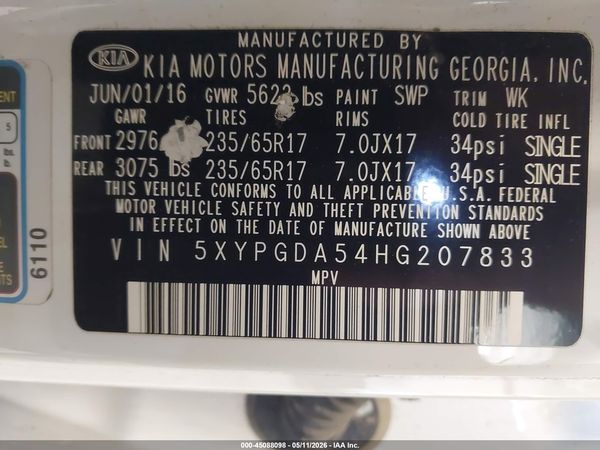 2017 KIA SORENTO 3.3L LX