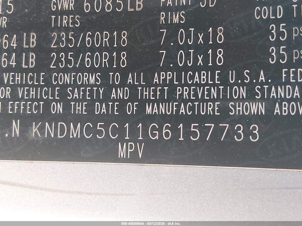 2016 KIA SEDONA EX