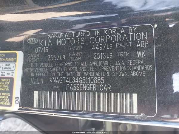 2016 KIA OPTIMA LX