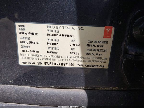2018 TESLA MODEL S