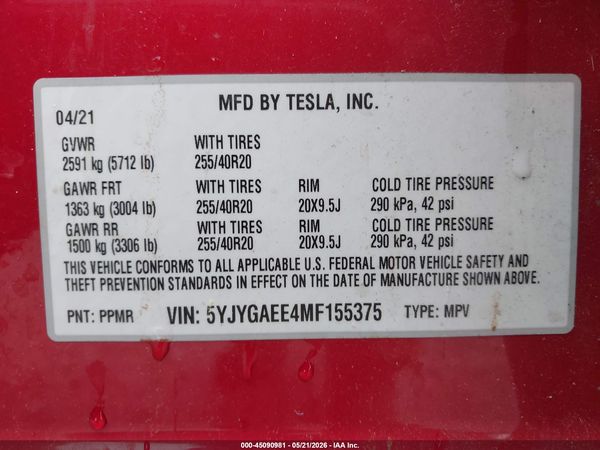 2021 TESLA MODEL Y