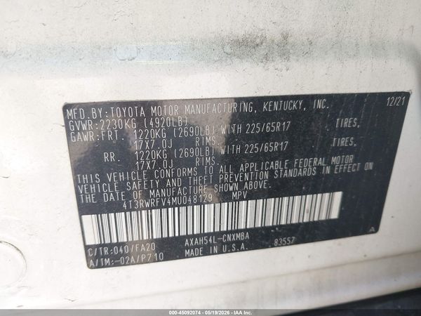 2021 TOYOTA RAV4 HYBRID XLE
