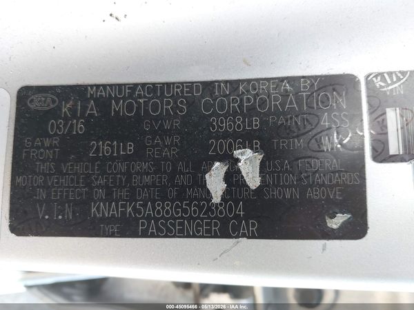 2016 KIA FORTE LX