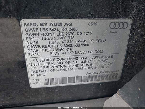 2019 AUDI Q5 45 PREMIUM