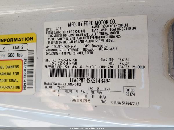 2019 FORD MUSTANG ECOBOOST