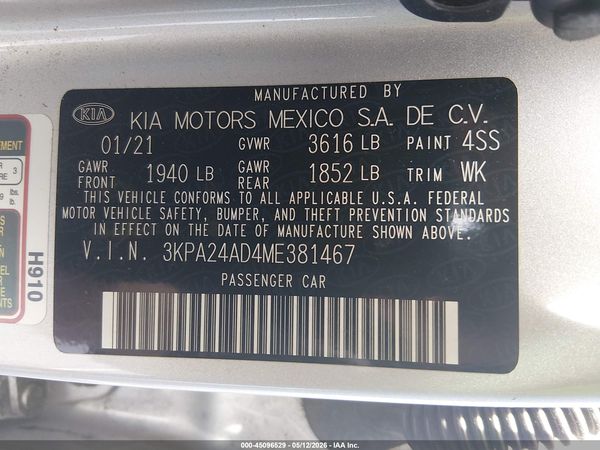 2021 KIA RIO S