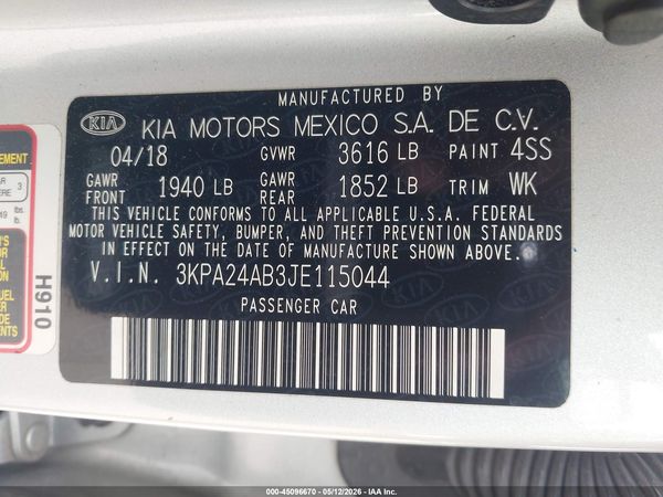 2018 KIA RIO S