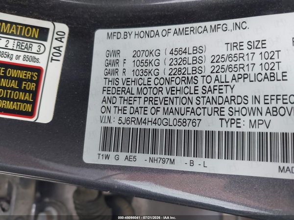 2016 HONDA CR-V SE