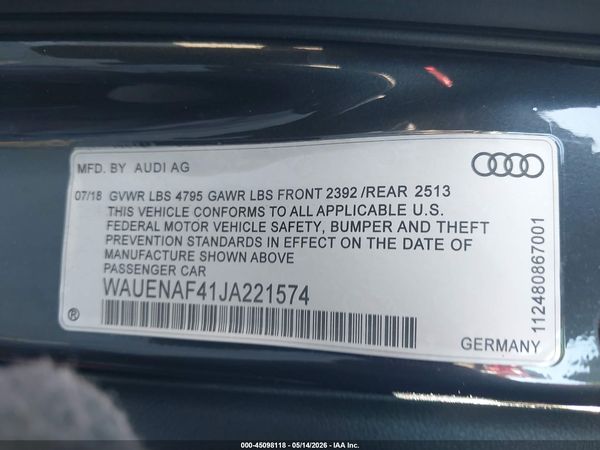 2018 AUDI A4 2.0T PREMIUM