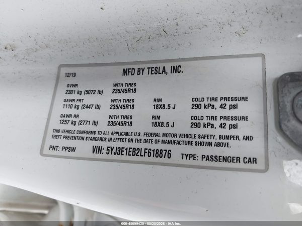 2020 TESLA MODEL 3