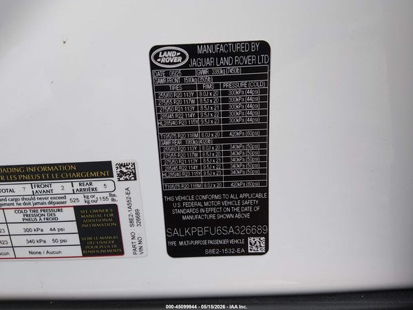 2025 LAND ROVER RANGE ROVER P400 SE 7 SEAT