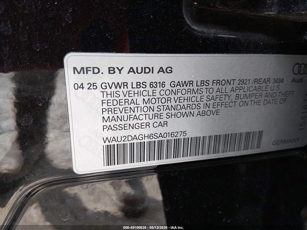 2025 AUDI A6 E-TRON PREMIUM PLUS