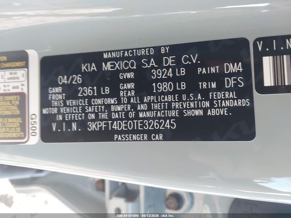 2026 KIA K4 LXS