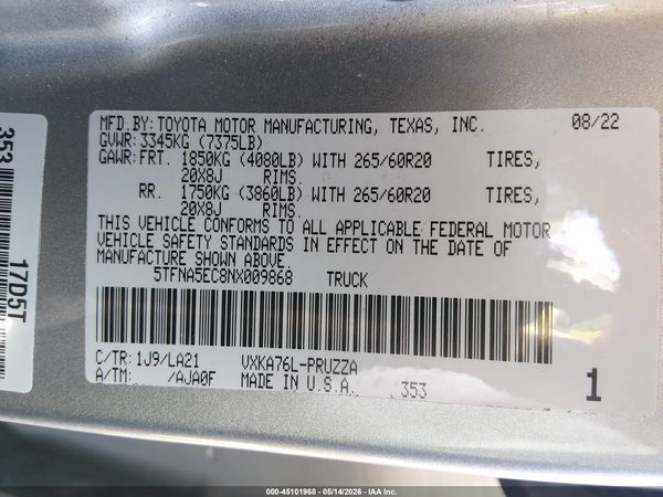2022 TOYOTA TUNDRA PLATINUM