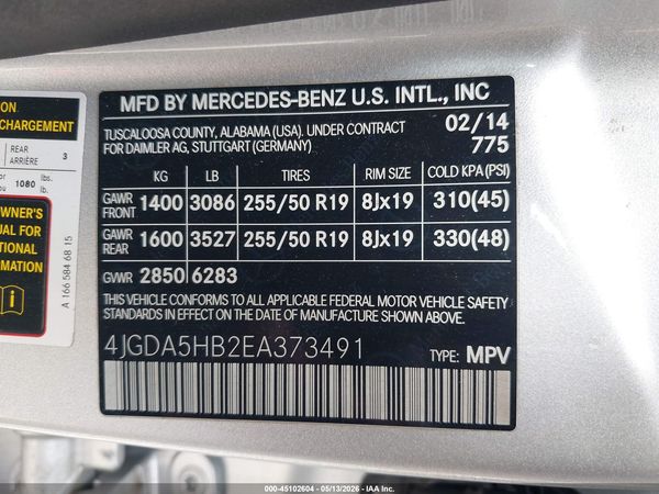 2014 MERCEDES-BENZ ML 350 4MATIC