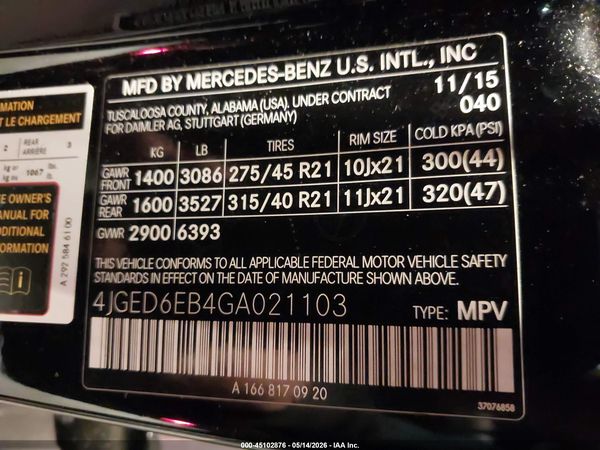 2016 MERCEDES-BENZ GLE 450 AMG COUPE 4MATIC
