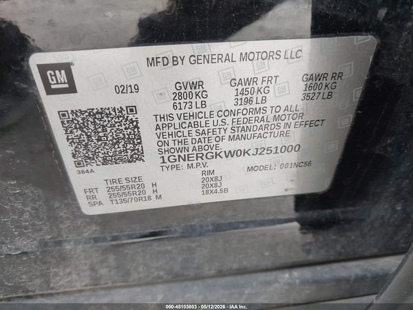 2019 CHEVROLET TRAVERSE 1LT — I9