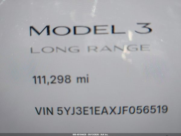 2018 TESLA MODEL 3 LONG RANGE/MID RANGE
