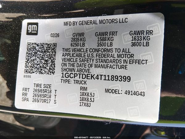 2026 CHEVROLET COLORADO Z71, 4WD — I9