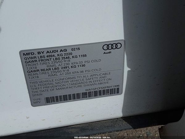 2015 AUDI Q3 2.0T PREMIUM PLUS