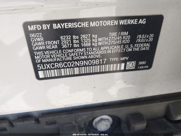 2022 BMW X5 XDRIVE40I