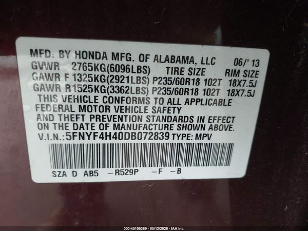 2013 HONDA PILOT EX