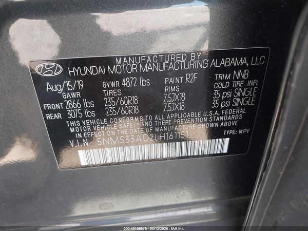 2020 HYUNDAI SANTA FE SEL