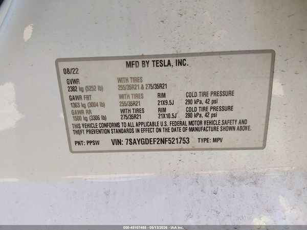 2022 TESLA MODEL Y