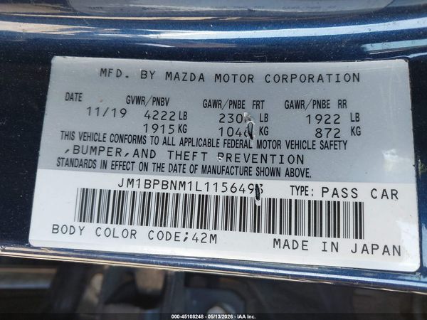 2020 MAZDA MAZDA3 PREMIUM PACKAGE