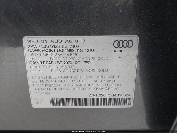 2017 AUDI Q5 2.0T PREMIUM