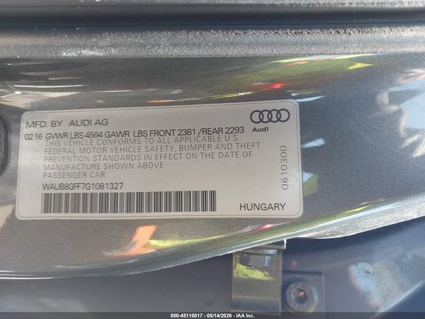 2016 AUDI A3 2.0T PREMIUM
