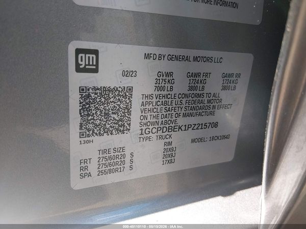 2023 CHEVROLET SILVERADO 1500 4WD  SHORT BED CUSTOM — I9