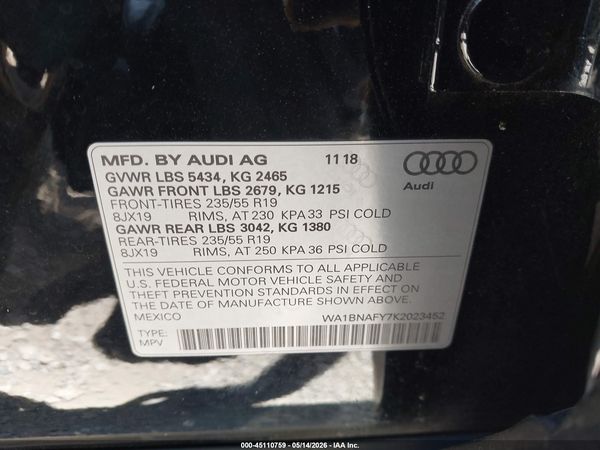 2019 AUDI Q5 45 PREMIUM