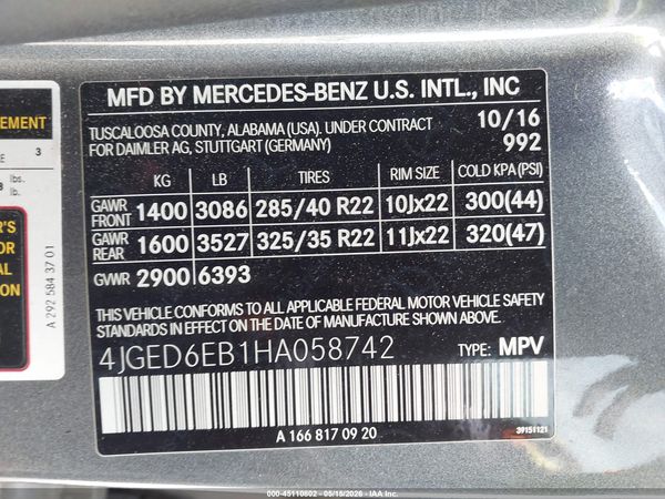 2017 MERCEDES-BENZ AMG GLE 43 COUPE 4MATIC