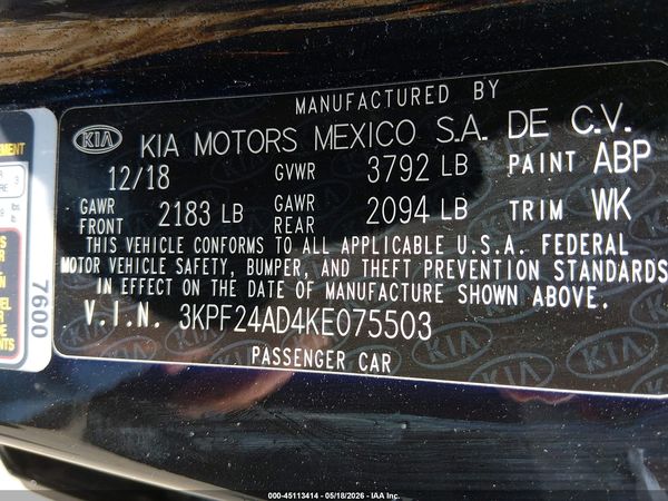 2019 KIA FORTE FE
