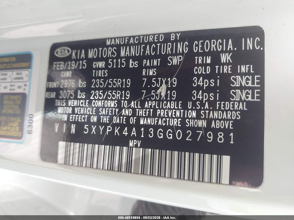 2016 KIA SORENTO 2.0T SXL